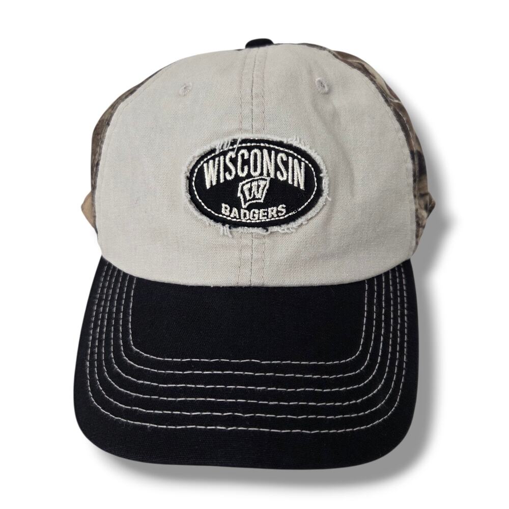 Wisconsin Badgers Camo Baseball Hat Adjustable Snap Back Green Black Football